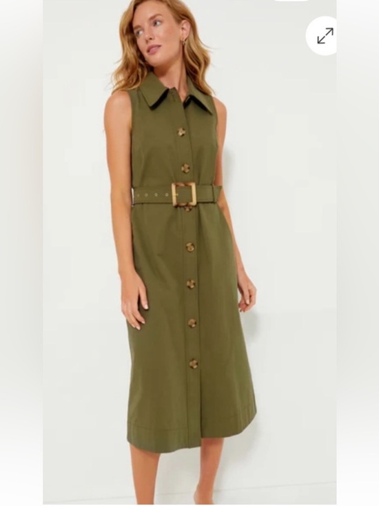 Tuckernuck Dresses & Skirts - Tuckernuck Olive Green Sleeveless Button Midi Dress with Belt